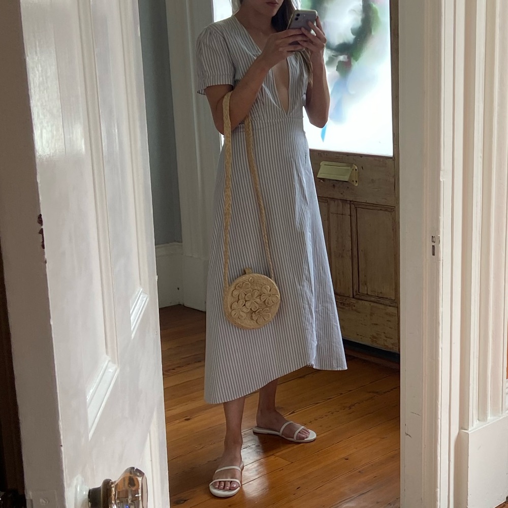 Reformation Seersucker Cotton Wrap Dress (2014) Size XS